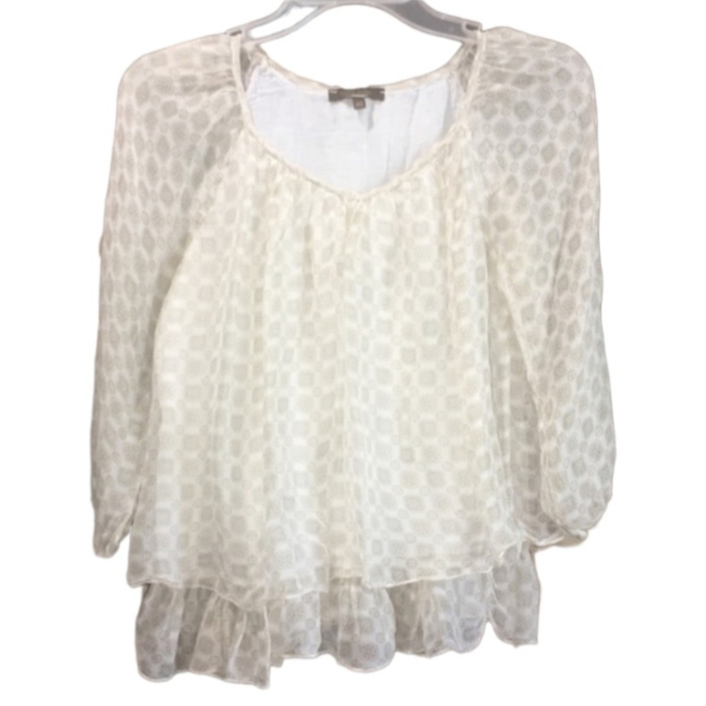 Italian Silk PIAZZA ROMA Lightweight Flowy Partial Sleeve Womens Sz XSmall Top